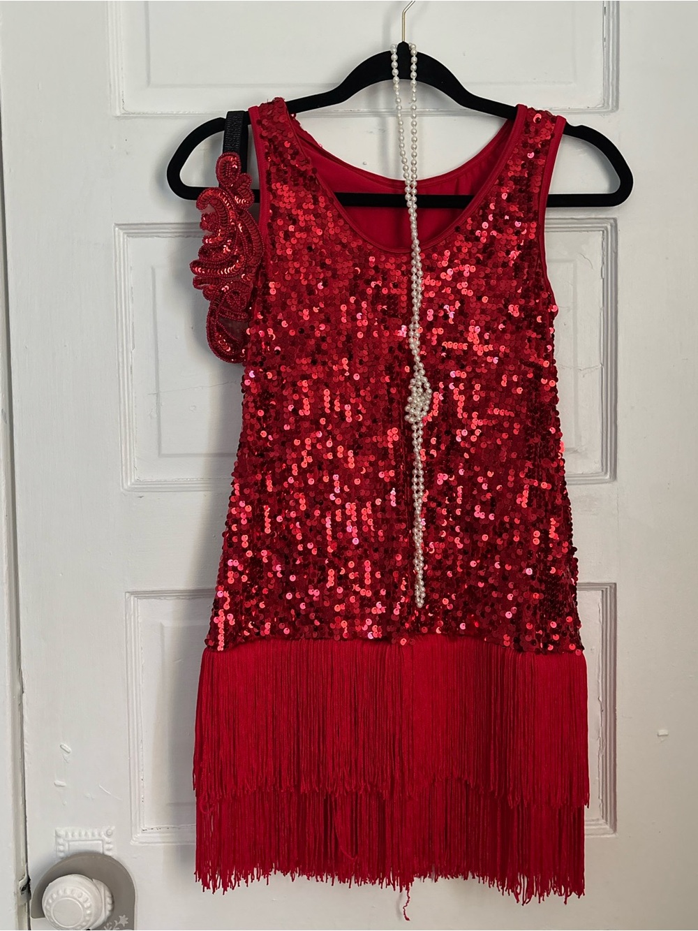 Weissman dance costume Red Sequin flapper Dress